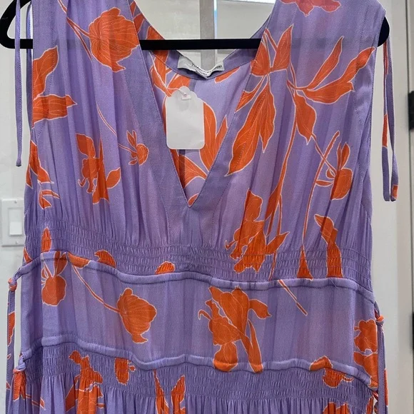 Thakoon Lavender and Orange Floral Midi Dress - Picture 3 of 7